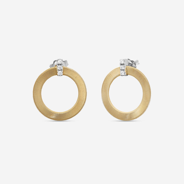 Marco Bicego Masai 18K Yellow & White Gold Diamond Hoop Earrings OG378_B1_YW_M5