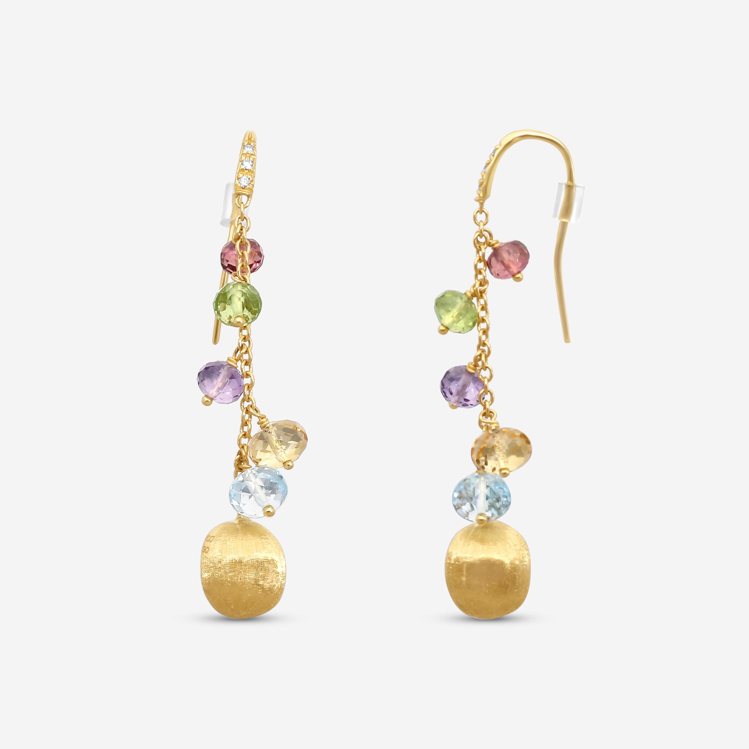 Marco Bicego Africa Multi-Gemstone 18K Yellow Gold Drop Earrings OB1861-AB