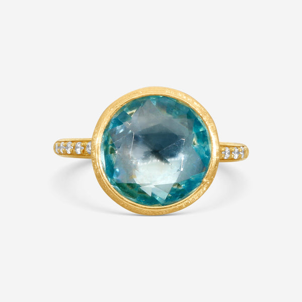 Marco Bicego Jaipur 18K Yellow Gold Topaz & Diamond Ring Sz. 7.5 AB586-B_TP01_Y