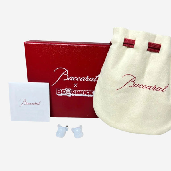 Baccarat Bearbrick Sterling Silver & White Crystal Stud Earrings 2814122