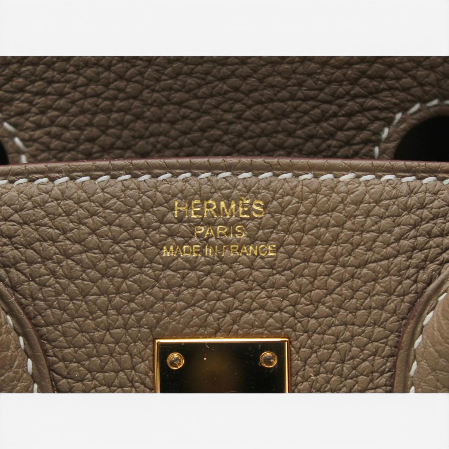 Hermes Birkin 25 Etoupe Togo Leather Handbag 041344CC