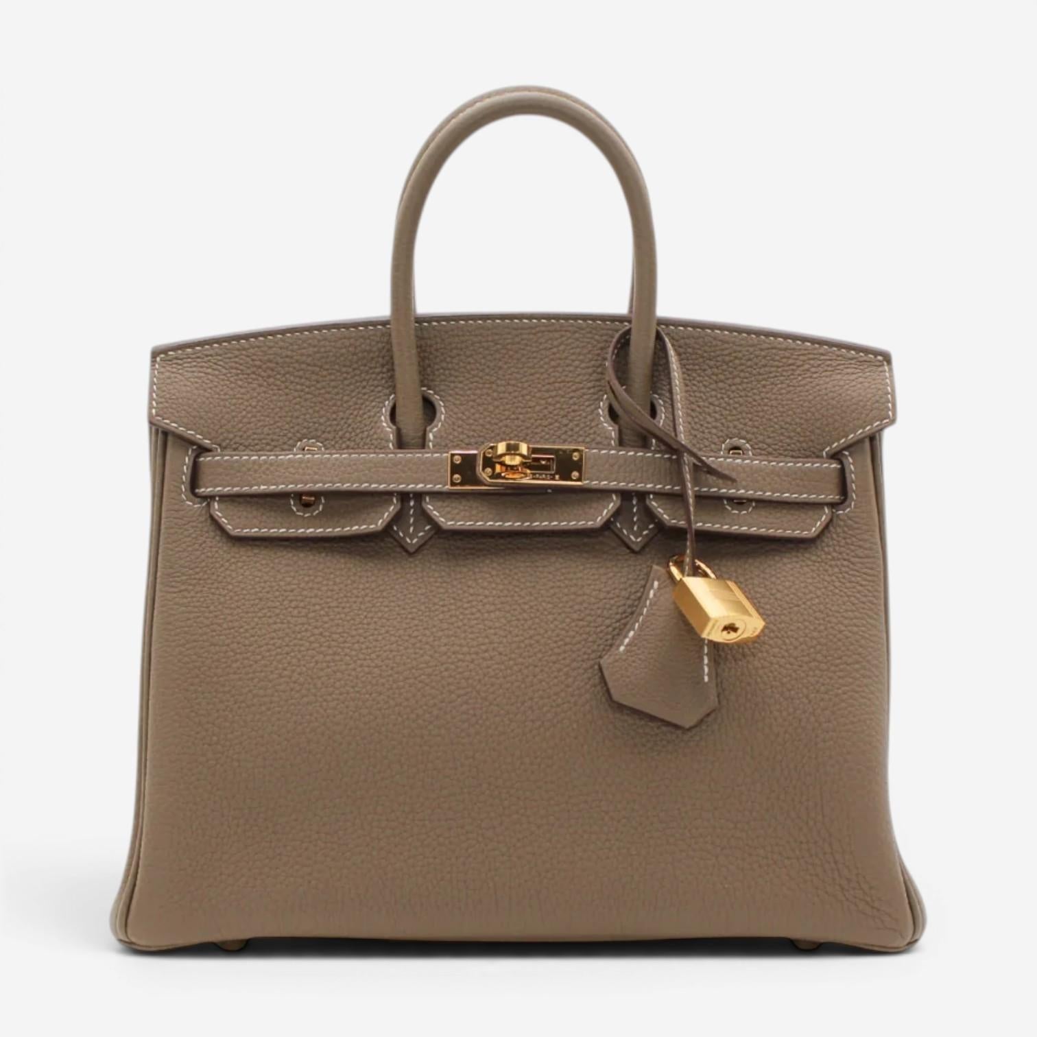 Hermes Birkin 25 Etoupe Togo Leather Handbag 041344CC
