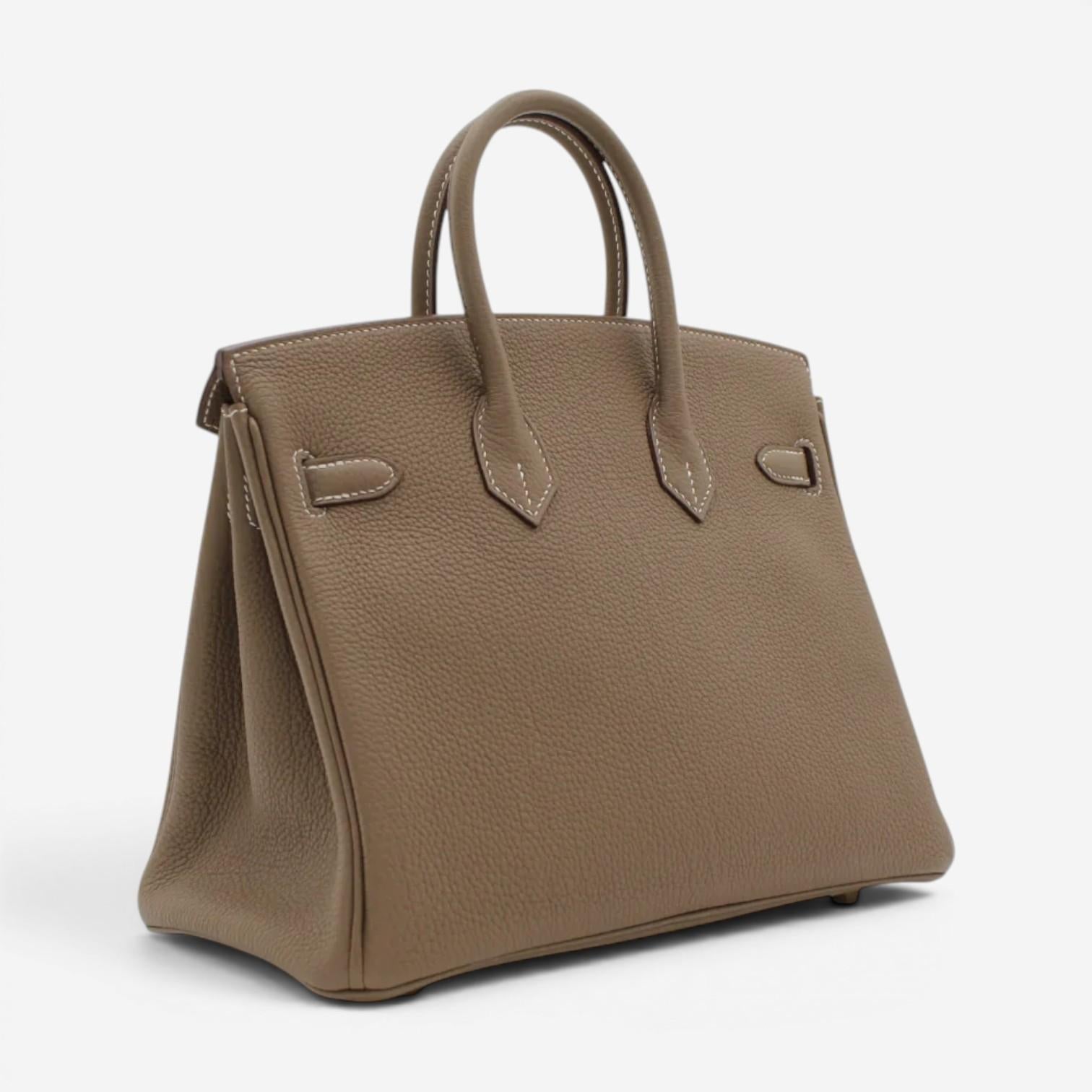Hermes Birkin 25 Etoupe Togo Leather Handbag 041344CC
