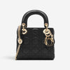 Christian Dior Lady Dior Mini Black Leather Handbag M0505ONGE