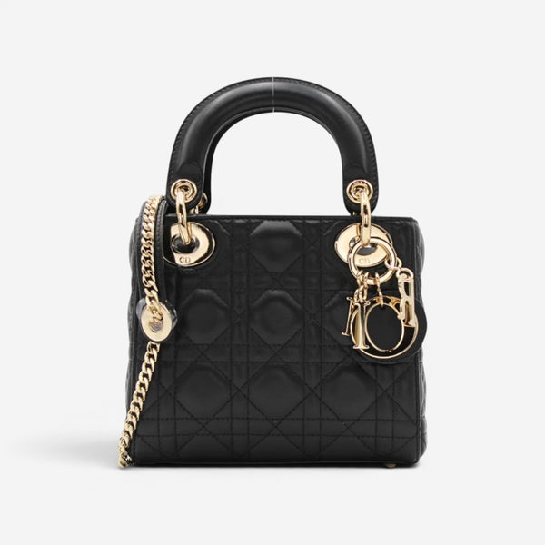 Christian Dior Lady Dior Mini Black Leather Handbag M0505ONGE