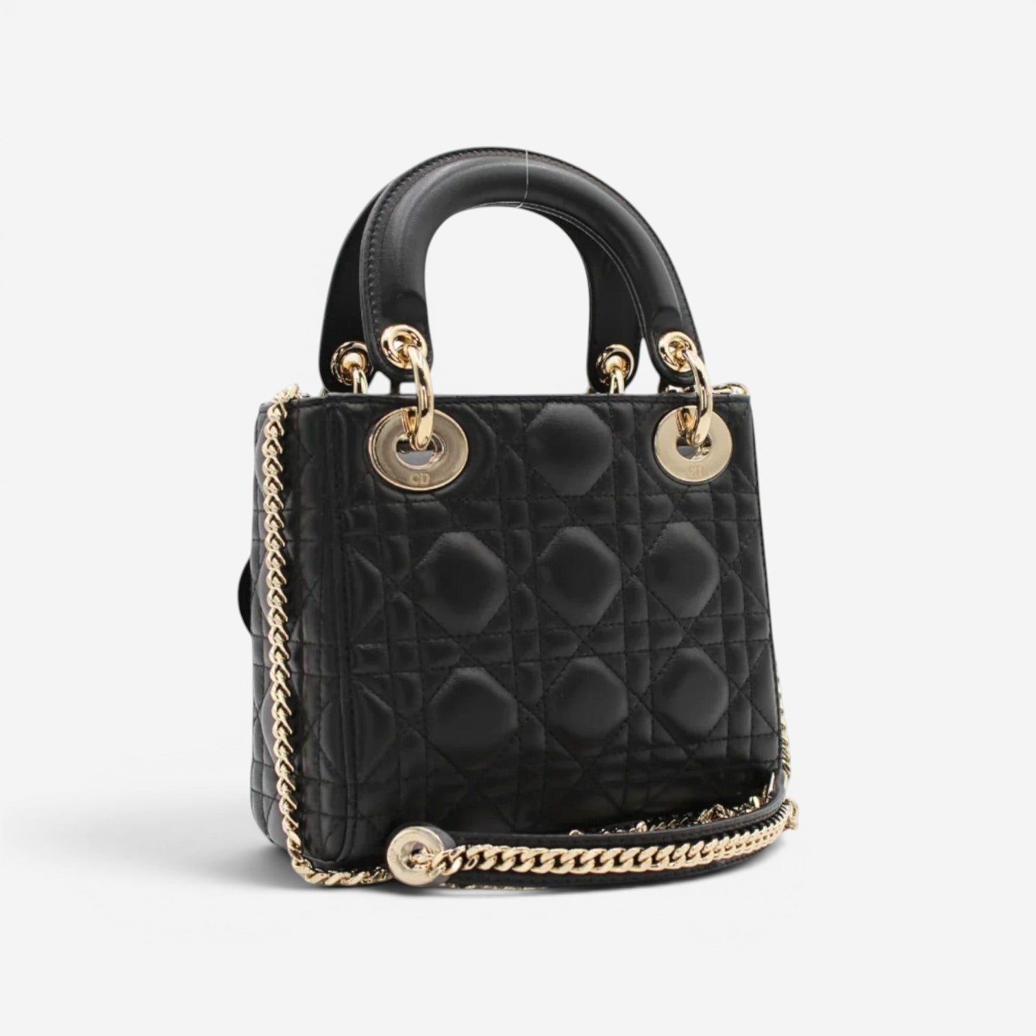 Christian Dior Lady Dior Mini Black Leather Handbag M0505ONGE