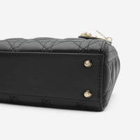 Christian Dior Lady Dior Mini Black Leather Handbag M0505ONGE