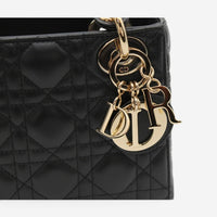 Christian Dior Lady Dior Mini Black Leather Handbag M0505ONGE