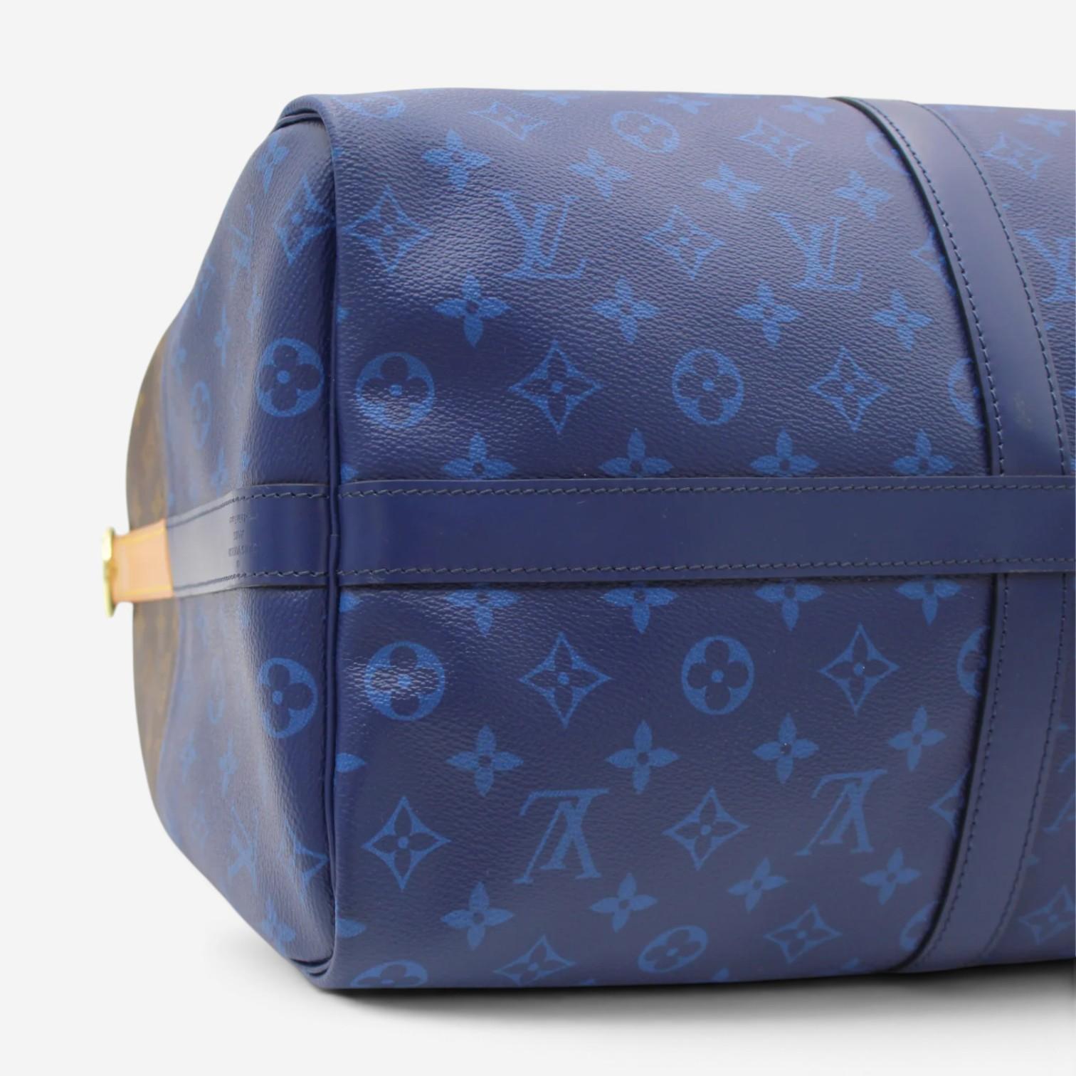 Louis Vuitton Keepall Bandoulière 50 Marron & Blue Monogram Canvas Duffel Bag M4