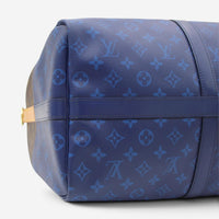 Louis Vuitton Keepall Bandoulière 50 Marron & Blue Monogram Canvas Duffel Bag M4