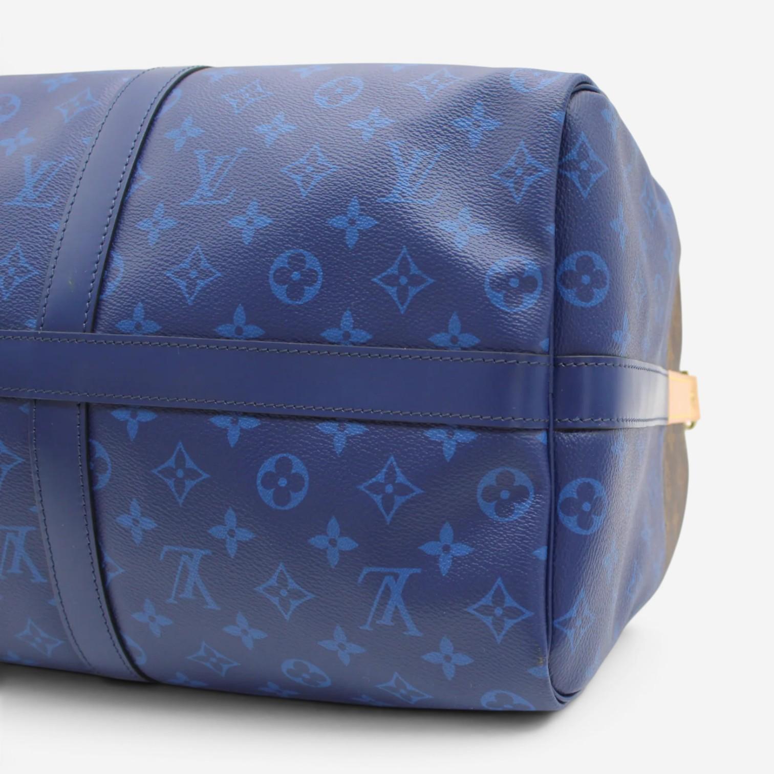 Louis Vuitton Keepall Bandoulière 50 Marron & Blue Monogram Canvas Duffel Bag M4