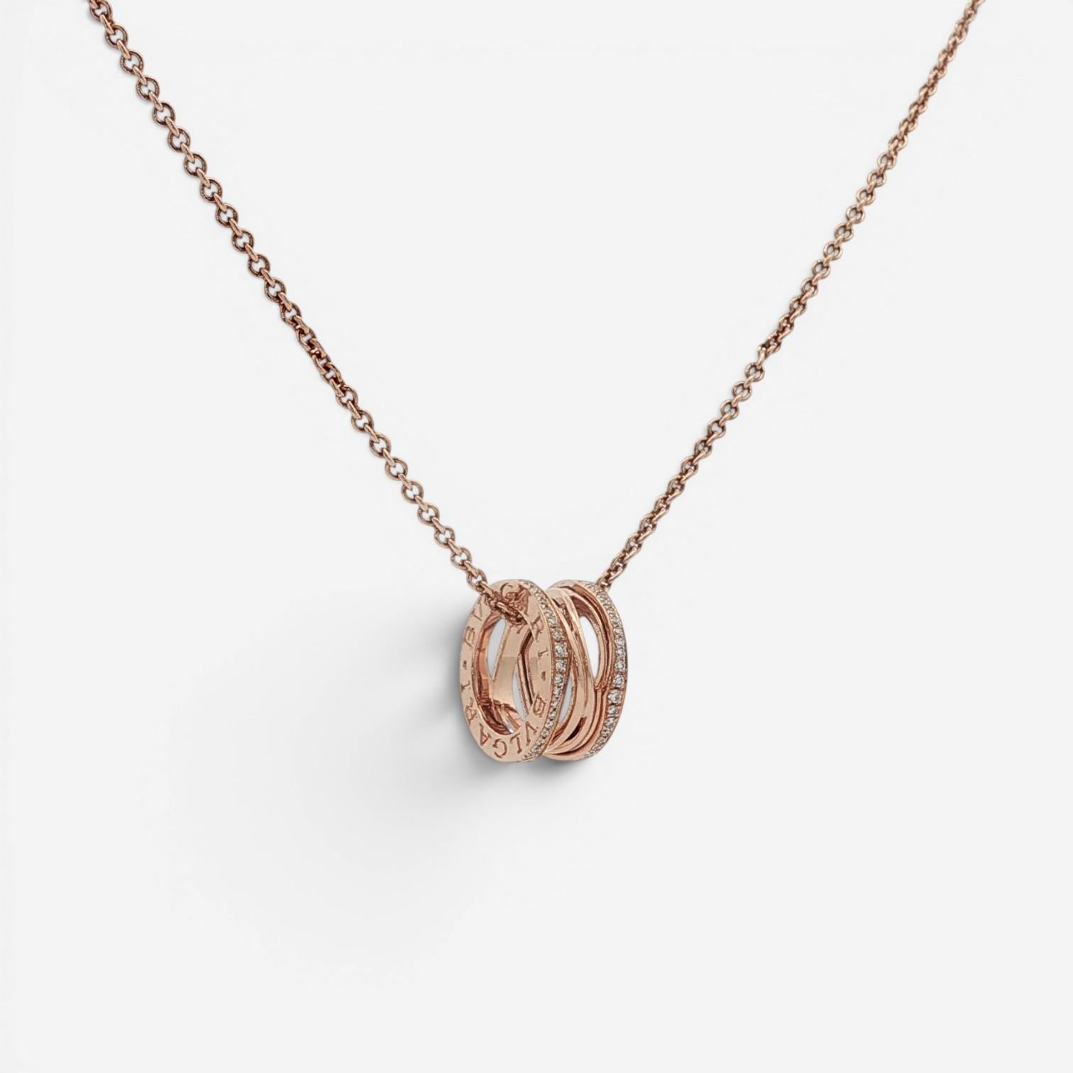 Bulgari B.zero1 18K Rose Gold Diamond Pendant Necklace SVE6CC