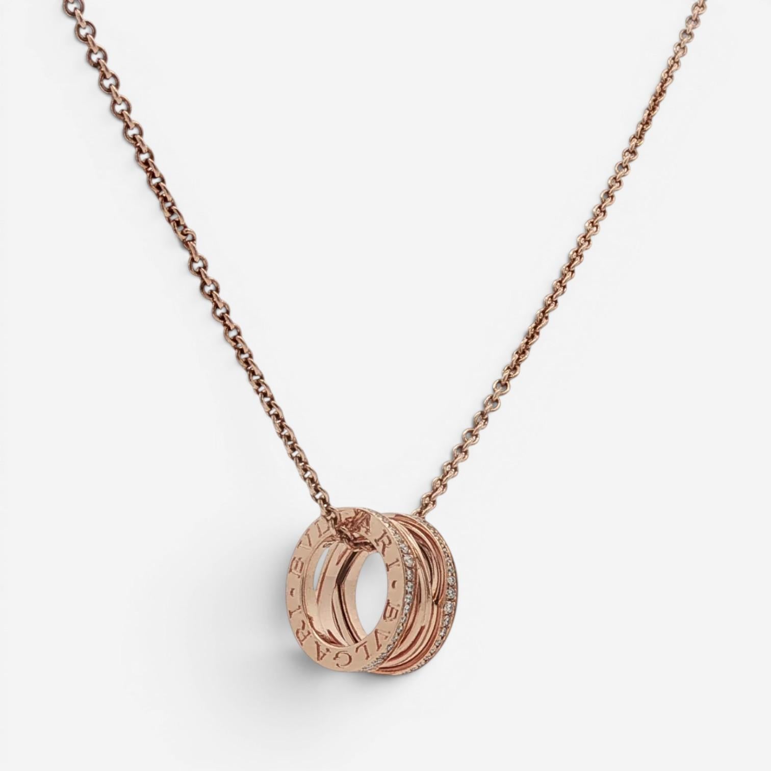 Bulgari B.zero1 18K Rose Gold Diamond Pendant Necklace SVE6CC