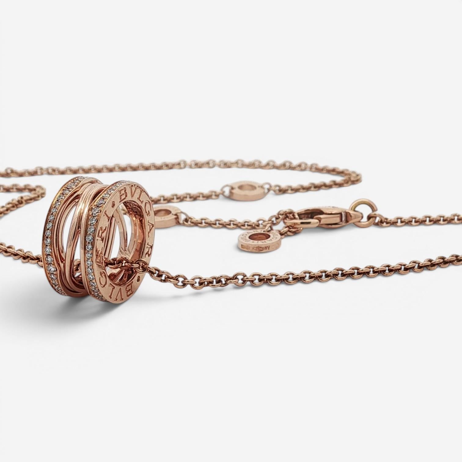Bulgari B.zero1 18K Rose Gold Diamond Pendant Necklace SVE6CC