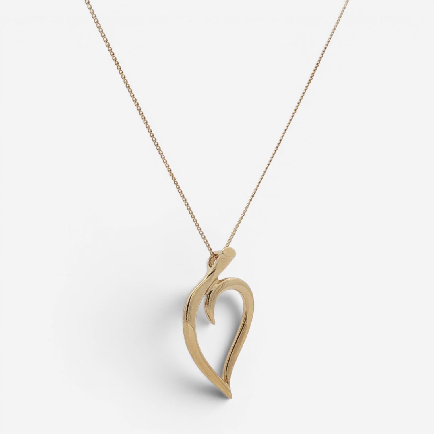 Tiffany & Co. Leaf Heart 18K Yellow Gold Pendant Necklace Leaf
