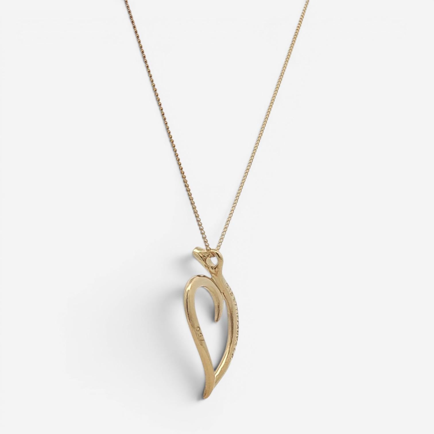 Tiffany & Co. Leaf Heart 18K Yellow Gold Pendant Necklace Leaf