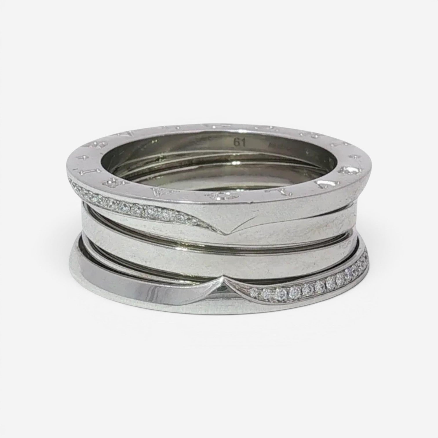 Bulgari B.zero1 18K White Gold Diamond Band Ring Sz. 9.5 Y8AXRR