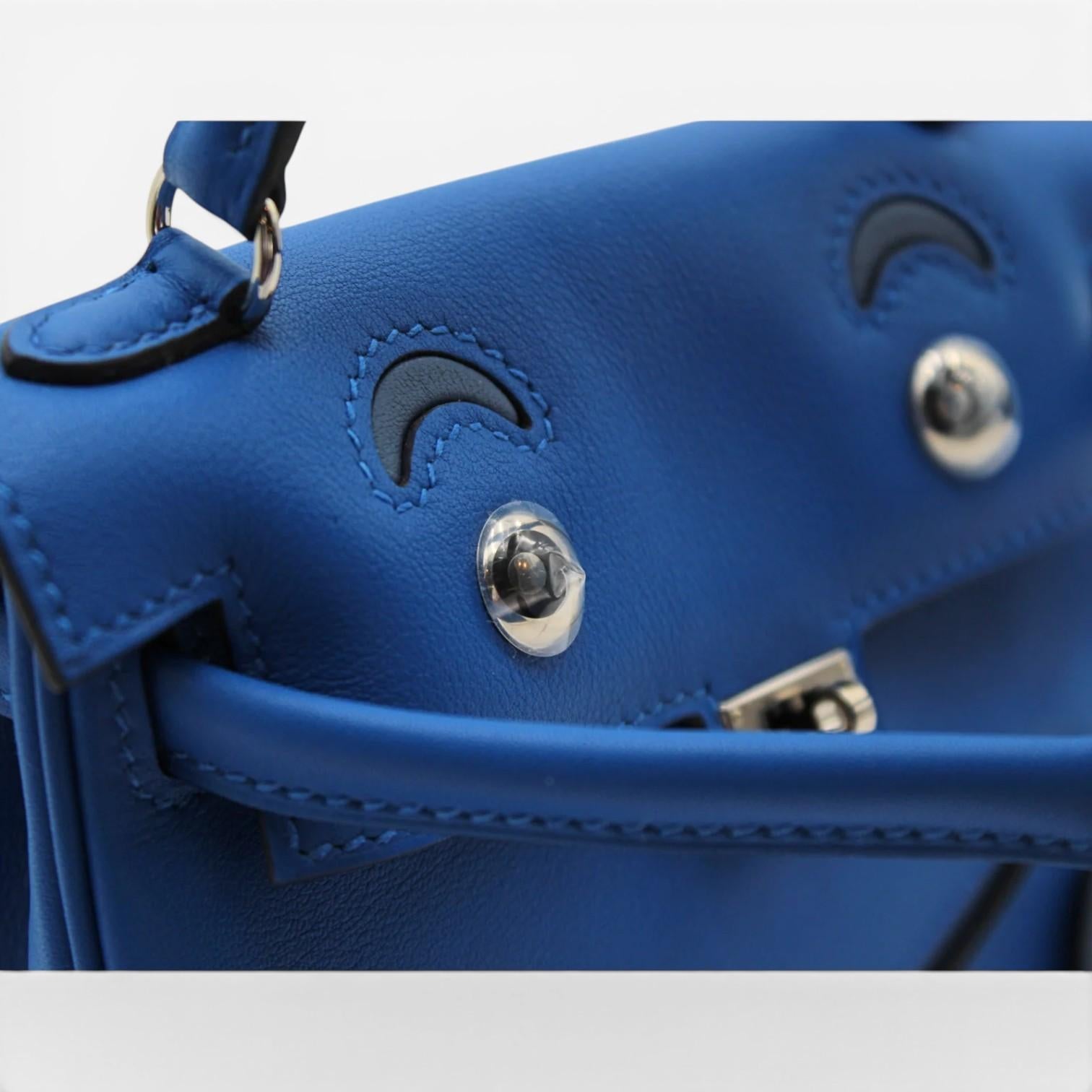 Hermès Kelly Doll Blue Zellige Blue Agate Swift Leather Handbag 079207CK