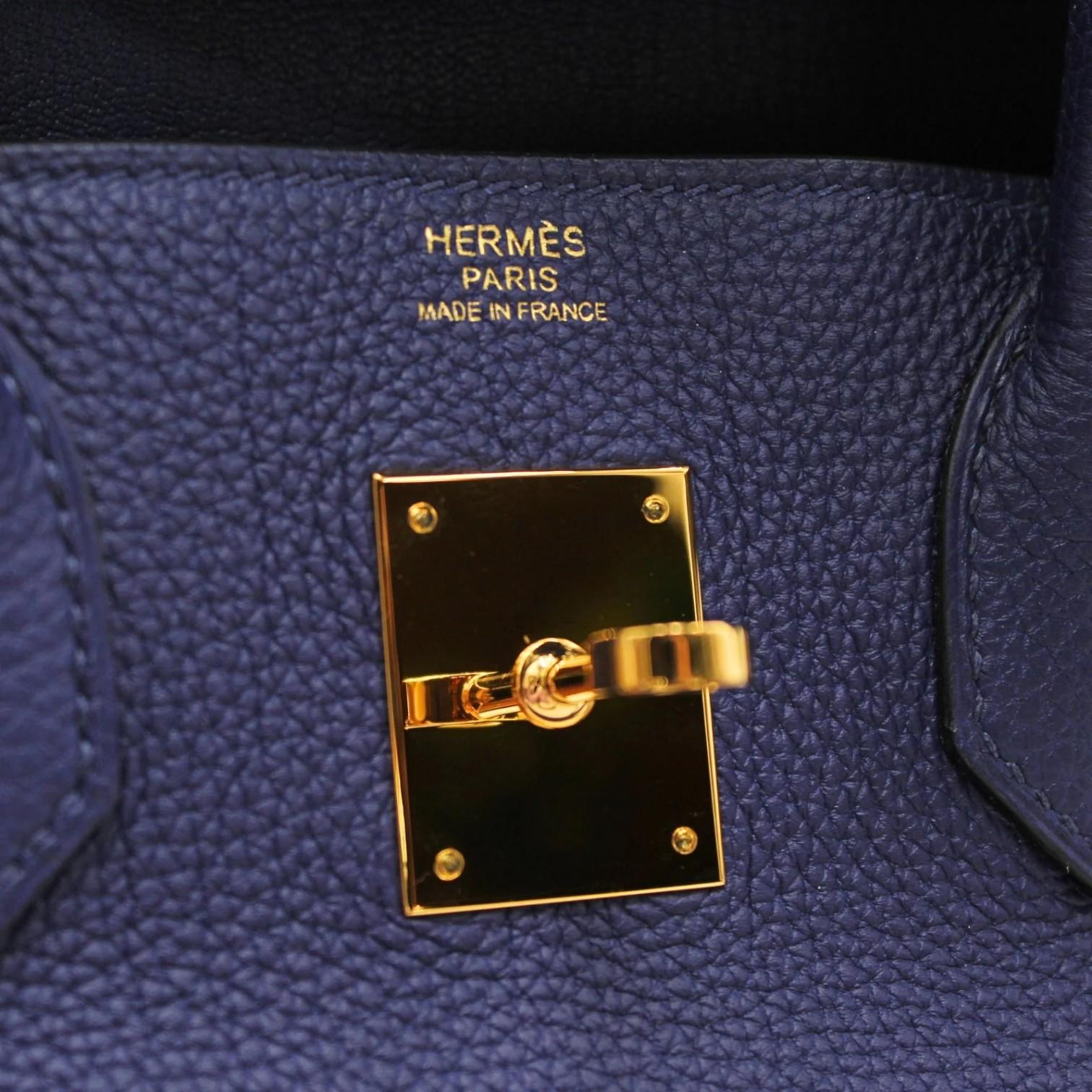 Hermès Birkin 30 Blue Eucre Togo Leather Handbag 027633CC