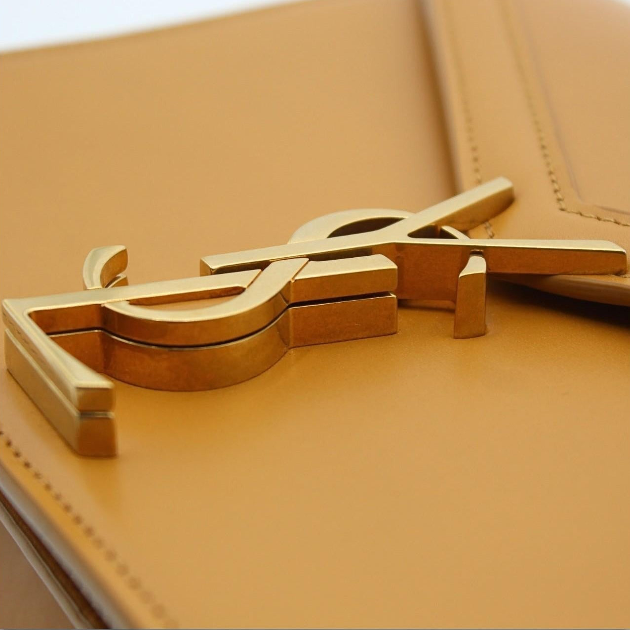 Saint Laurent Cassandra Beige Leather Shoulder Bag 532750