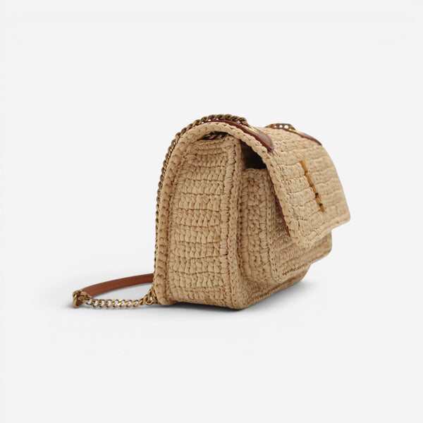 Saint Laurent Niki Mini Natural Raffia Shoulder Bag 838536