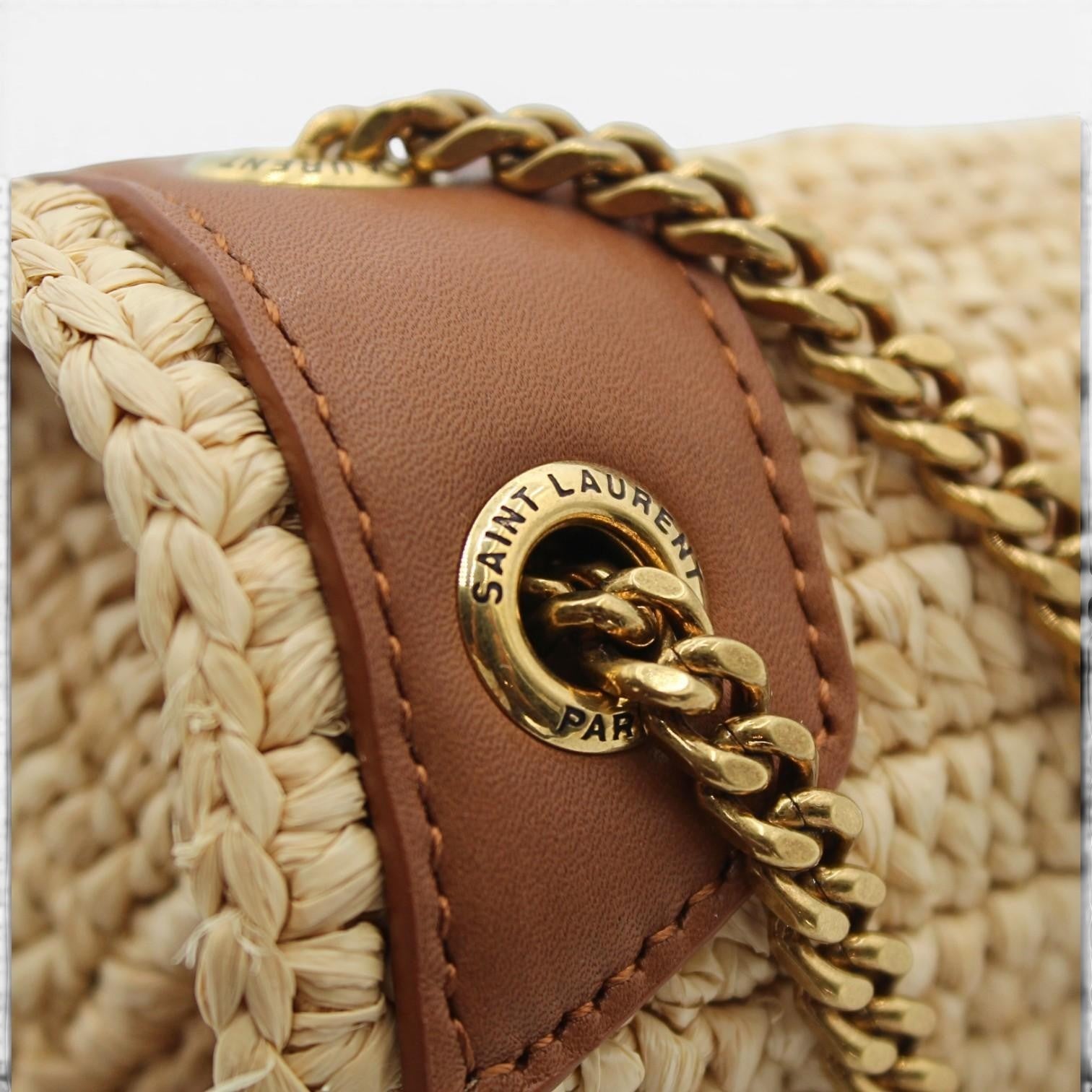 Saint Laurent Niki Mini Natural Raffia Shoulder Bag 838536