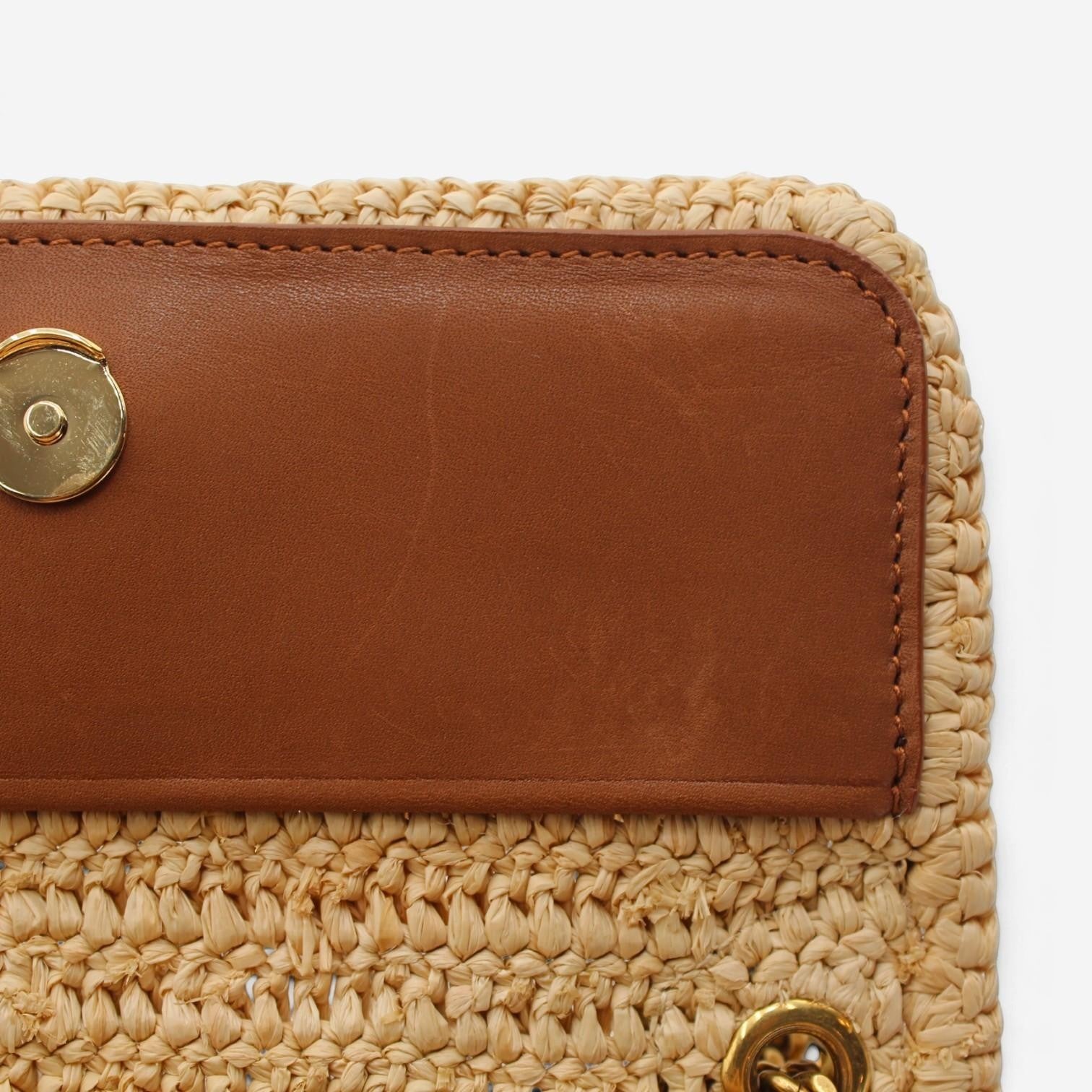 Saint Laurent Niki Mini Natural Raffia Shoulder Bag 838536