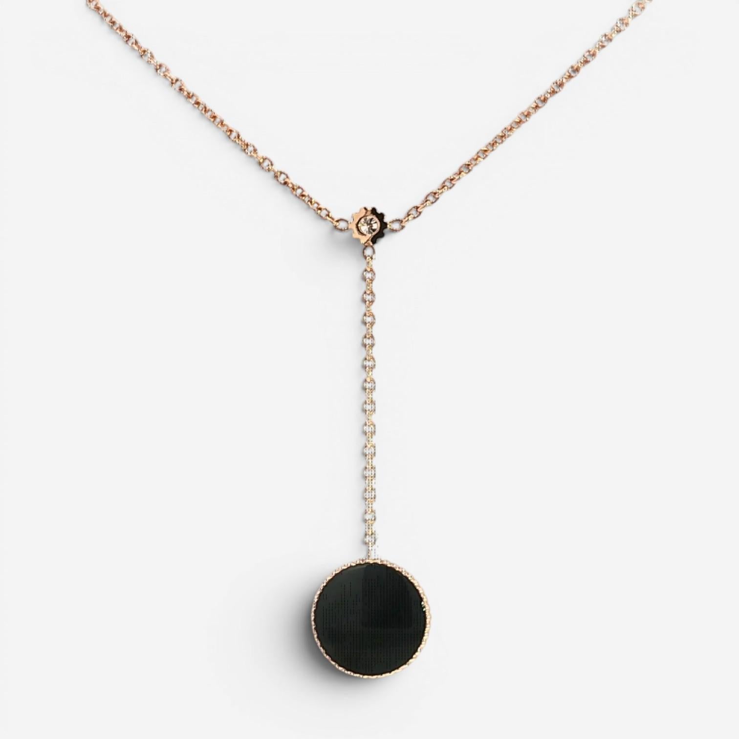 Christian Dior Rose des Vents 18K Rose Gold Onyx & Diamond Necklace JRDV95205_00