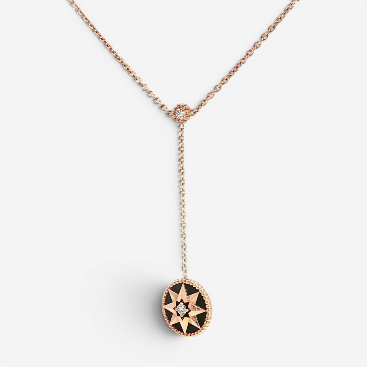 Christian Dior Rose des Vents 18K Rose Gold Onyx & Diamond Necklace JRDV95205_00