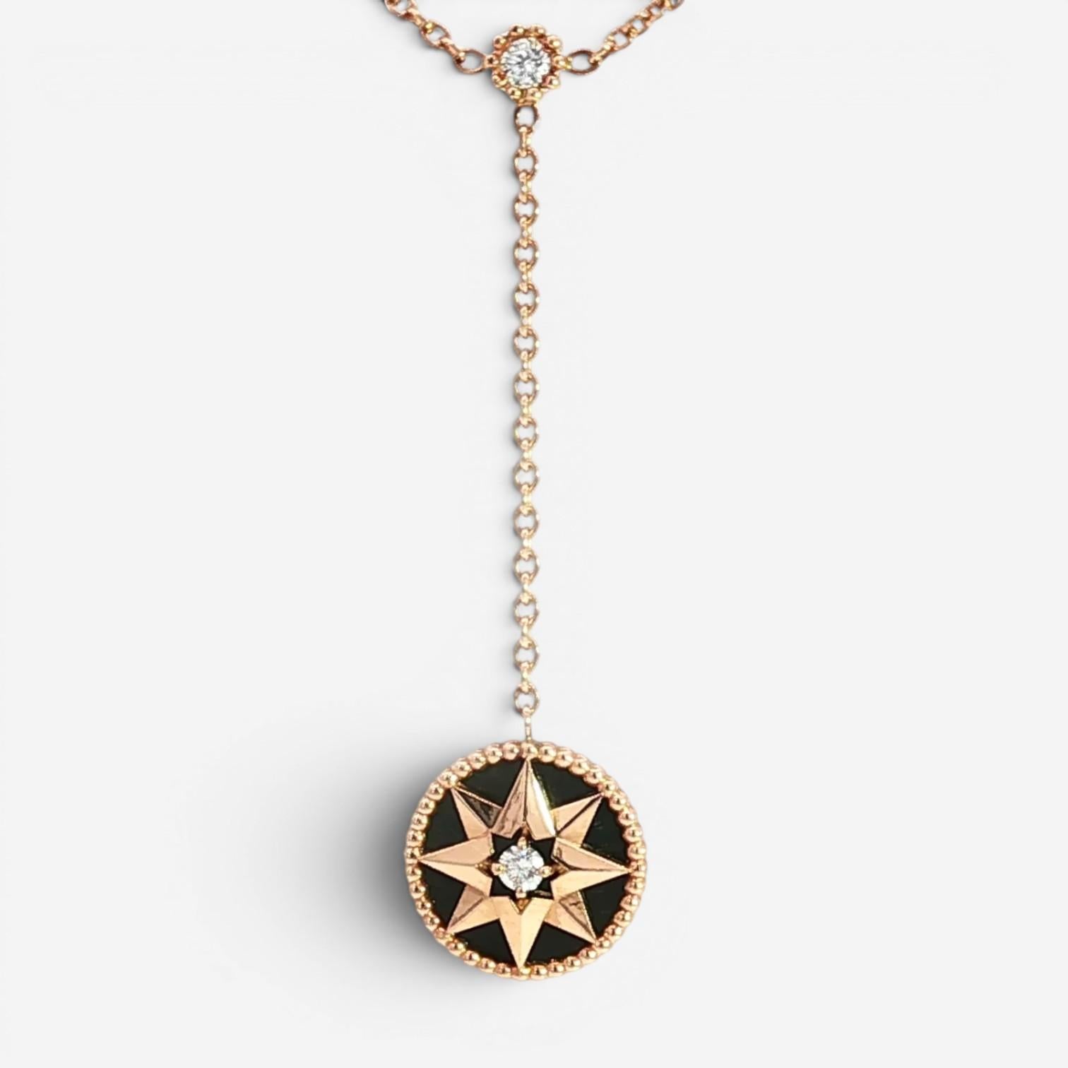 Christian Dior Rose des Vents 18K Rose Gold Onyx & Diamond Necklace JRDV95205_00