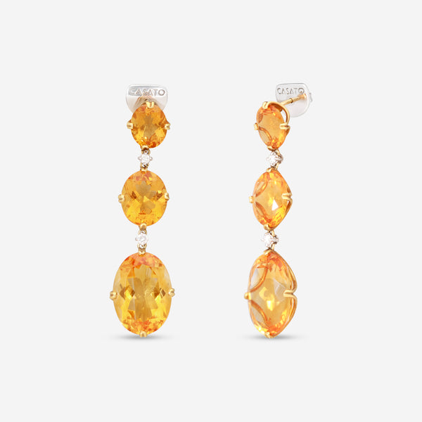 Casato 18K Yellow Gold, Citrine and Diamond Drop Earrings 260915 - THE SOLIST