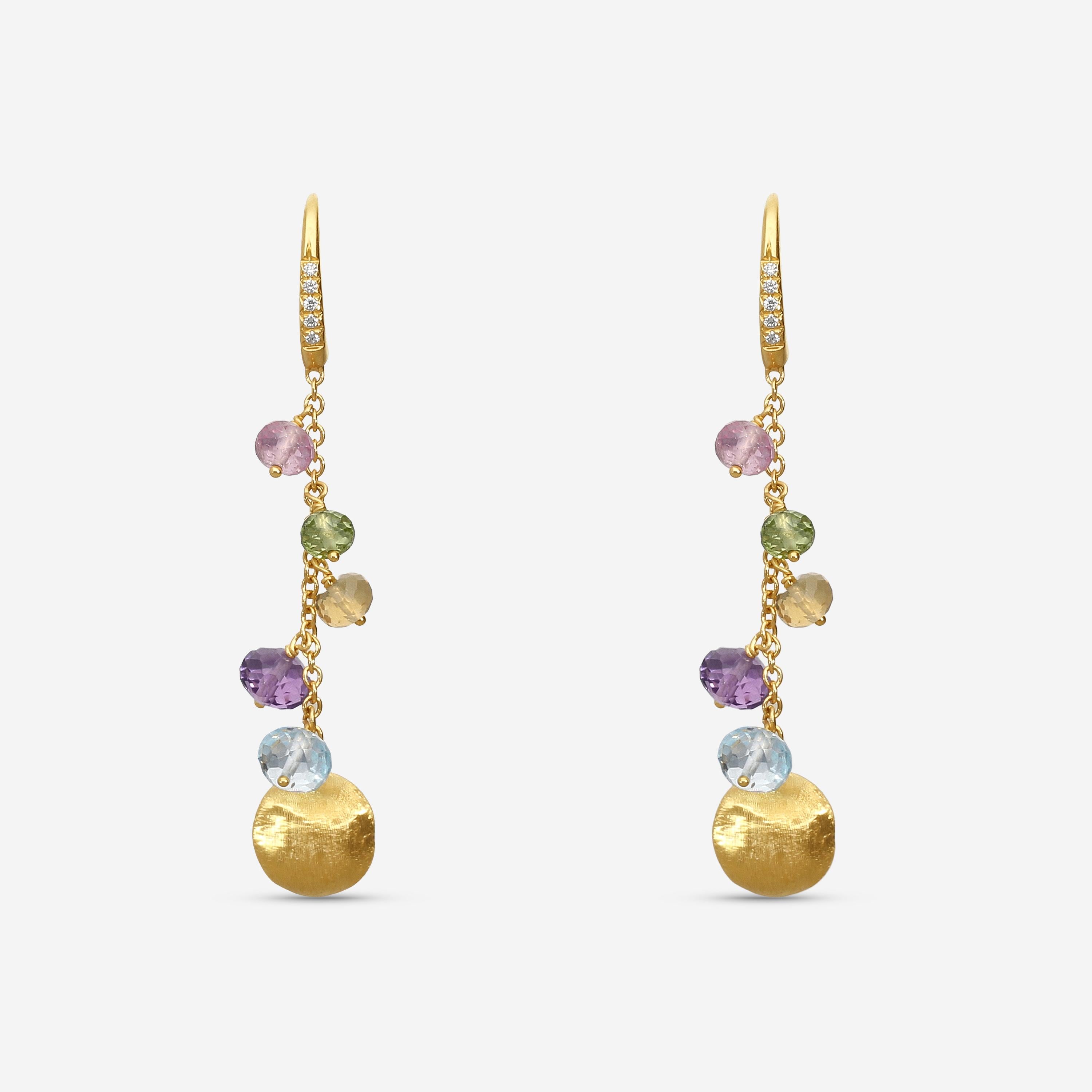 Marco Bicego Africa Multi-Gemstone 18K Yellow Gold Drop Earrings OB1861-MB