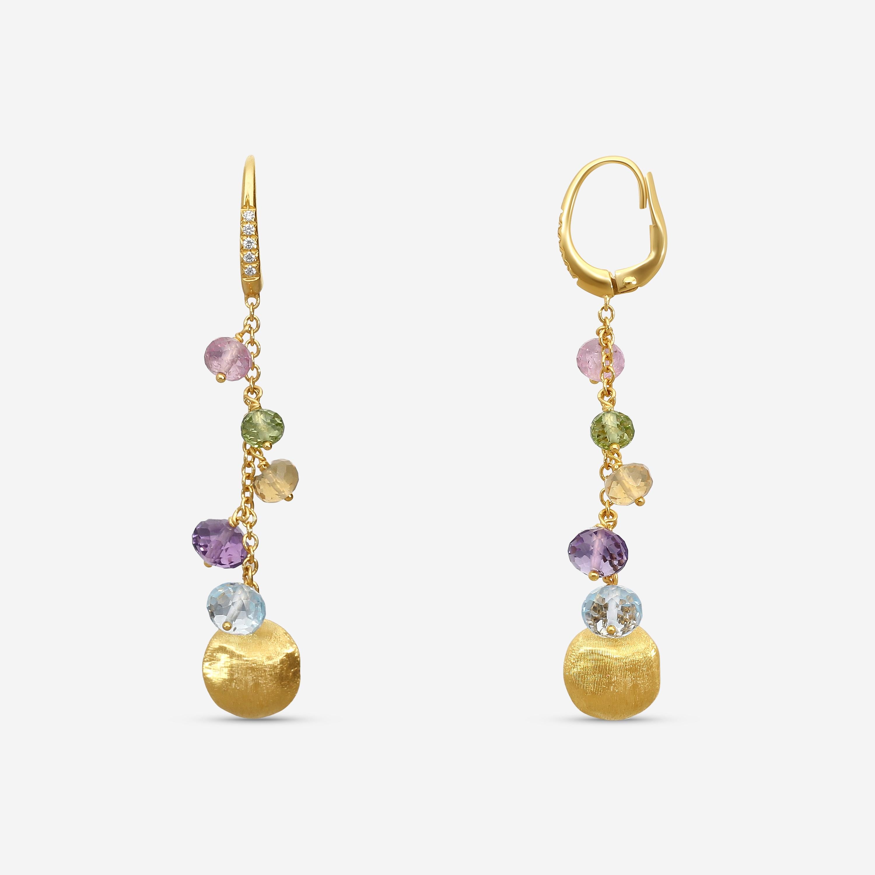 Marco Bicego Africa Multi-Gemstone 18K Yellow Gold Drop Earrings OB1861-MB