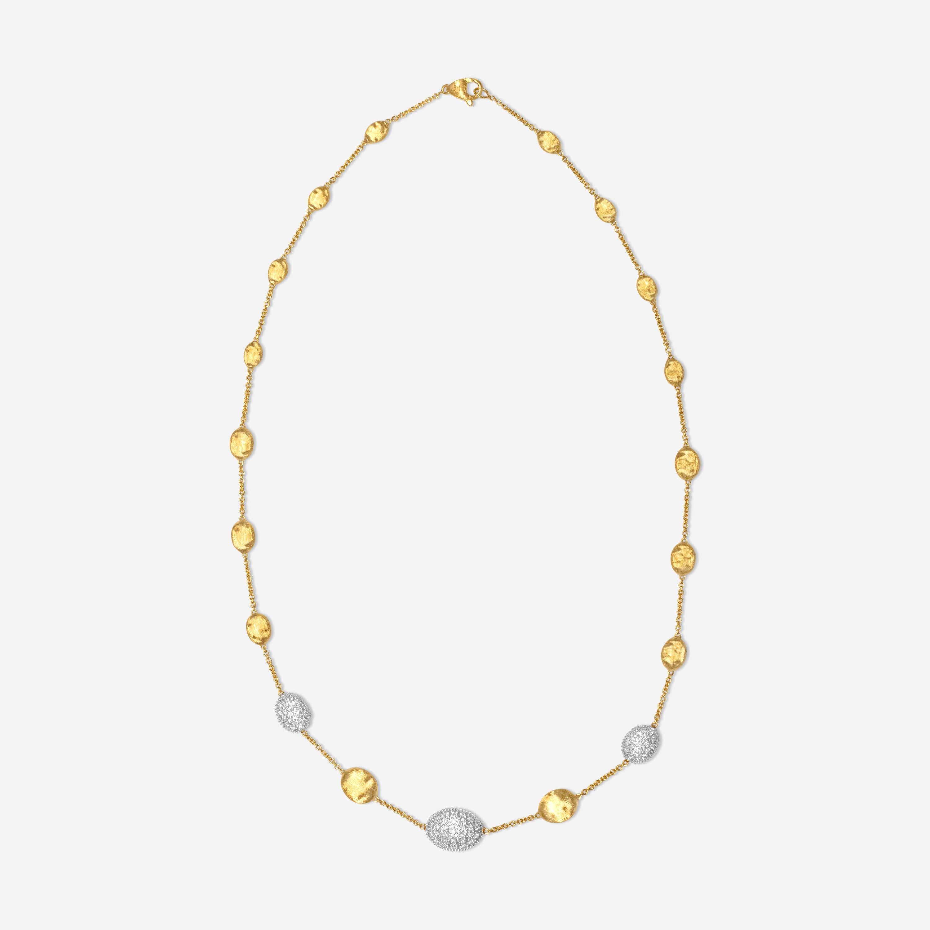 Siviglia 18K Yellow & White Gold Diamond Bead Necklace 18 CB1730_B2_YW_Q6