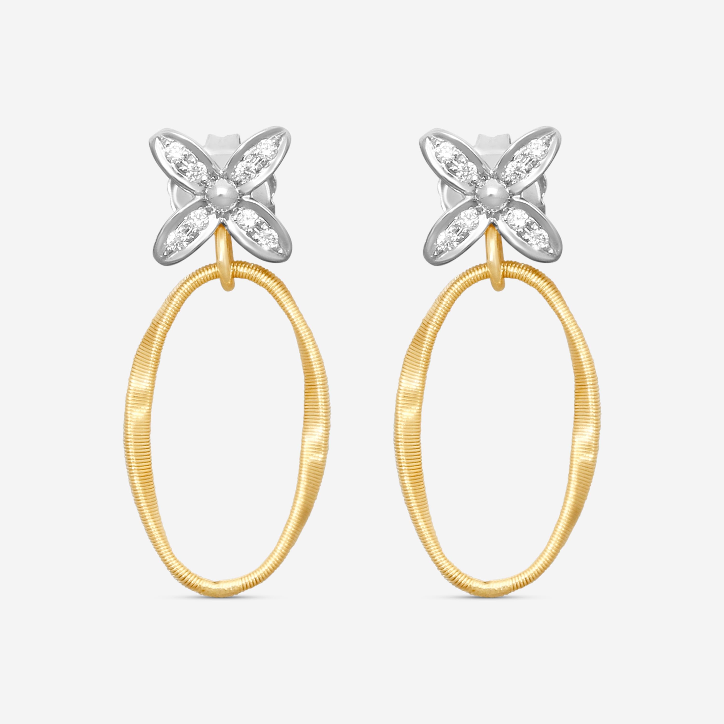 Marco Bicego Marrakech Onde 18K Yellow & White Gold Diamond Drop Earrings OG394