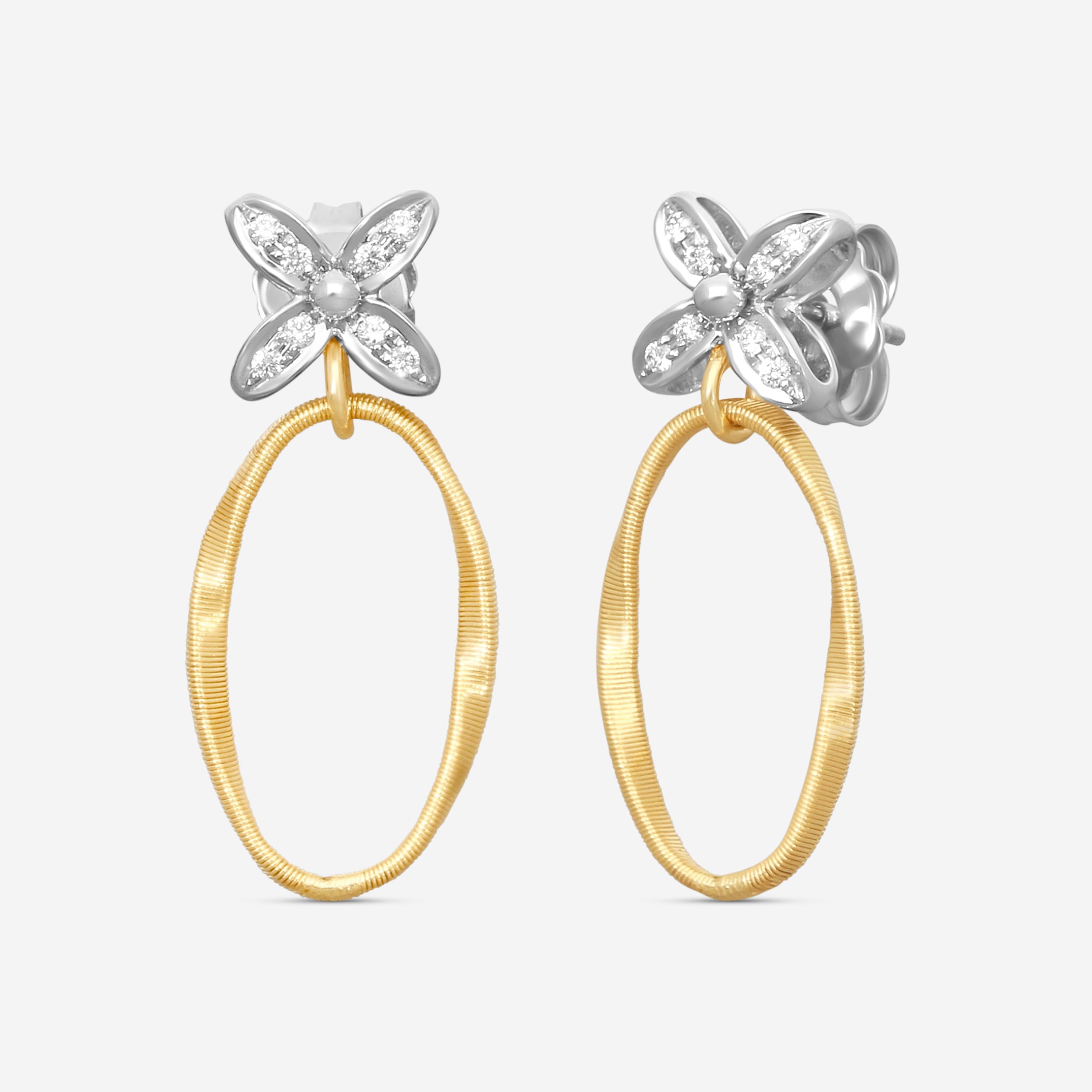 Marco Bicego Marrakech Onde 18K Yellow & White Gold Diamond Drop Earrings OG394