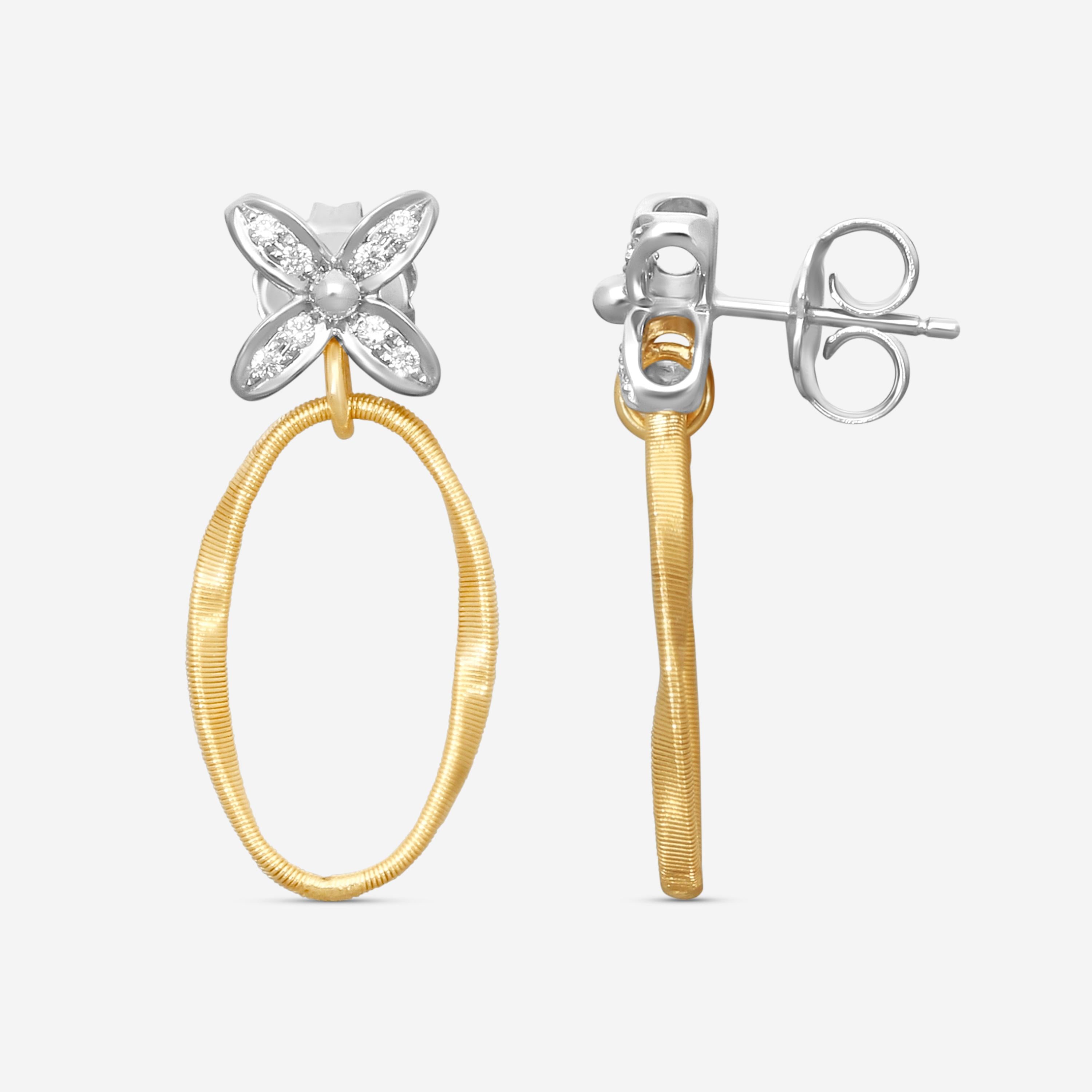 Marco Bicego Marrakech Onde 18K Yellow & White Gold Diamond Drop Earrings OG394