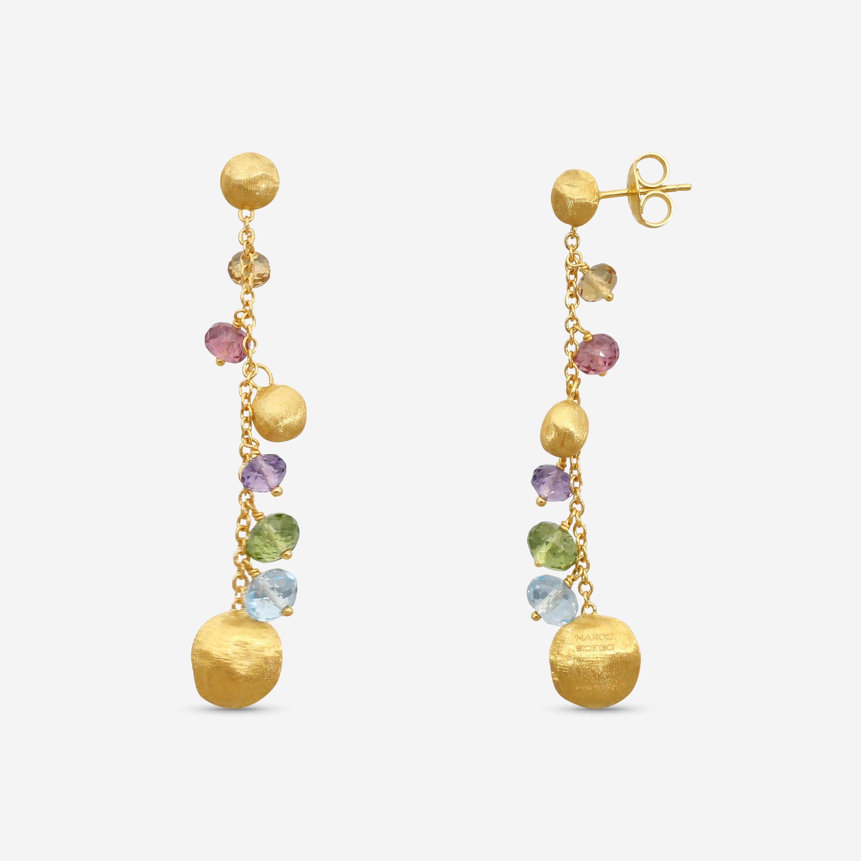 Marco Bicego Africa Multi-Gemstone 18K Yellow Gold Drop Earrings OB1862_MIX02