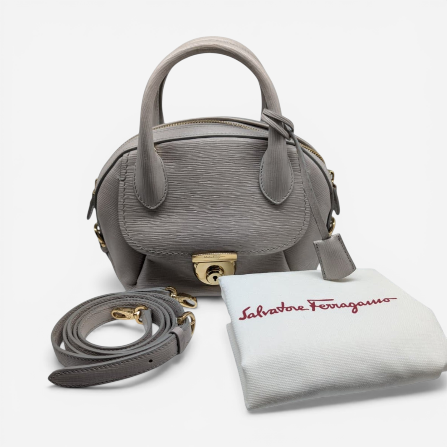 Salvatore Ferragamo 21E881 Mini Fiamma Women's Grey Bag MSRP $1788 - THE SOLIST