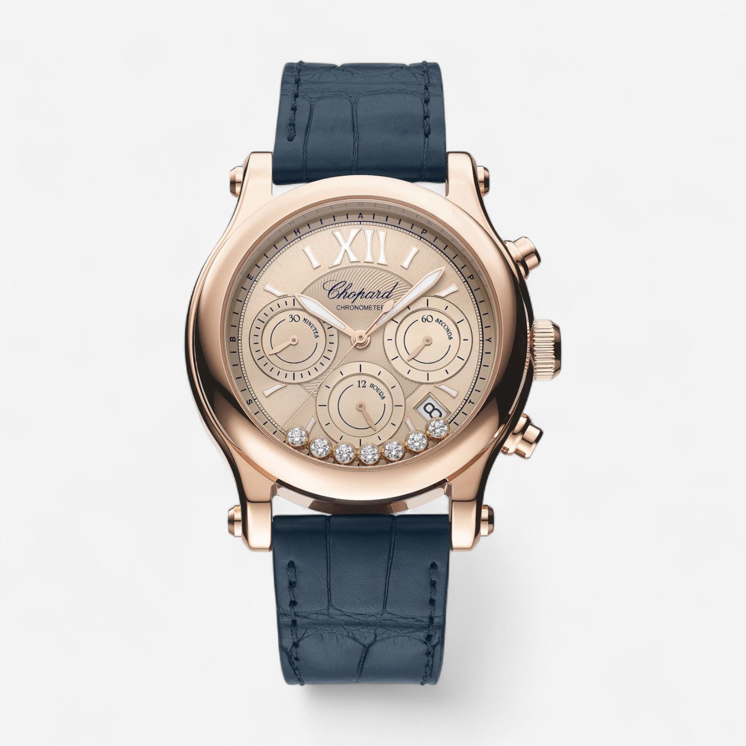 Chopard Happy Sport Chrono 18K Rose Gold Diamond Automatic Ladies Watc