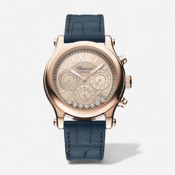 Chopard Happy Sport 18K Rose Gold Chrono Diamond Automatic Ladies Watch 274653-5001