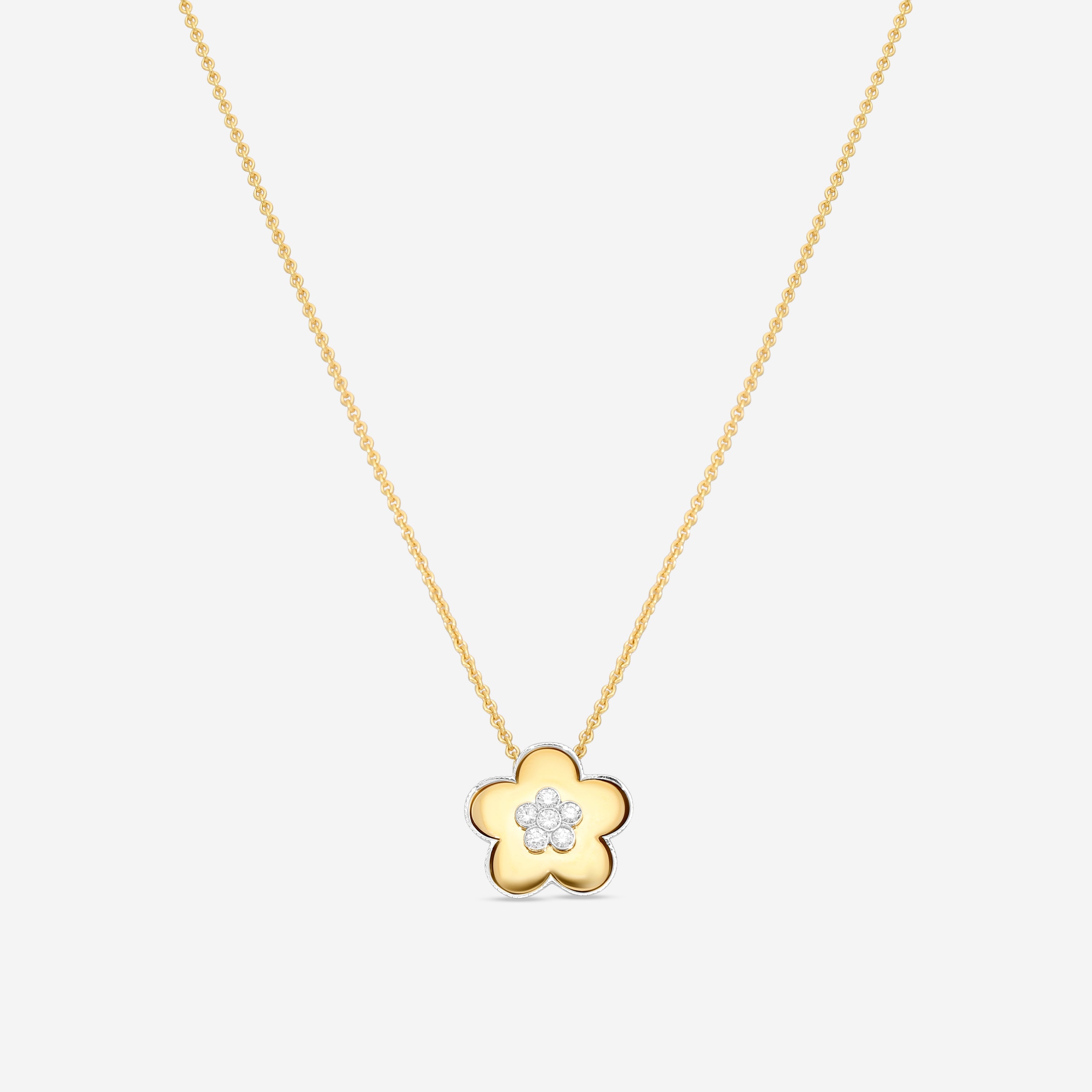 Crivelli 18K Yellow & White Gold Diamond Flower Pendant Necklace 276-11493 - THE SOLIST