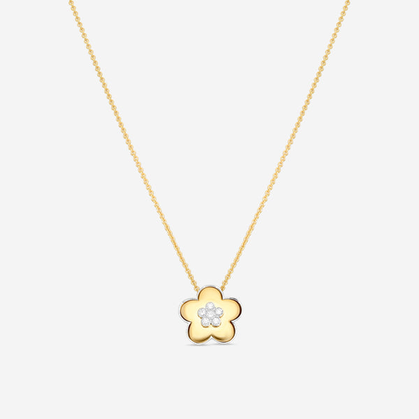 Crivelli 18K Yellow & White Gold Diamond Flower Pendant Necklace 276-11493 - THE SOLIST