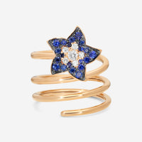 Crivelli 18K Yellow Gold Diamond & Sapphire Rod With Flower Ring Sz. 7 276-12748 - THE SOLIST