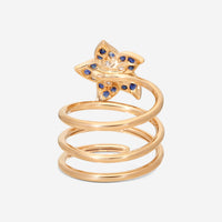Crivelli 18K Yellow Gold Diamond & Sapphire Rod With Flower Ring Sz. 7 276-12748 - THE SOLIST