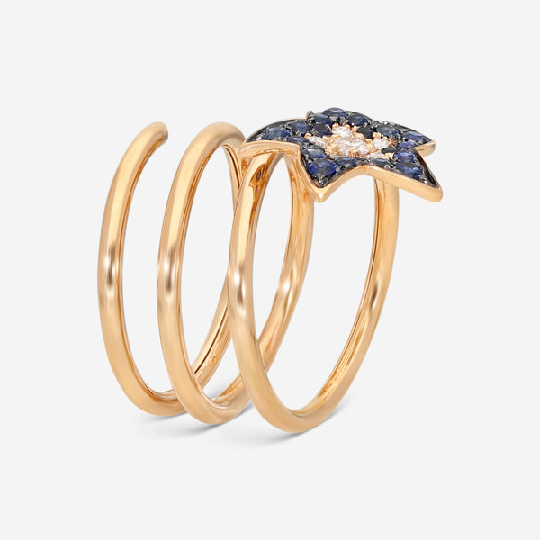 Crivelli 18K Yellow Gold Diamond & Sapphire Rod With Flower Ring Sz. 7 276-12748 - THE SOLIST