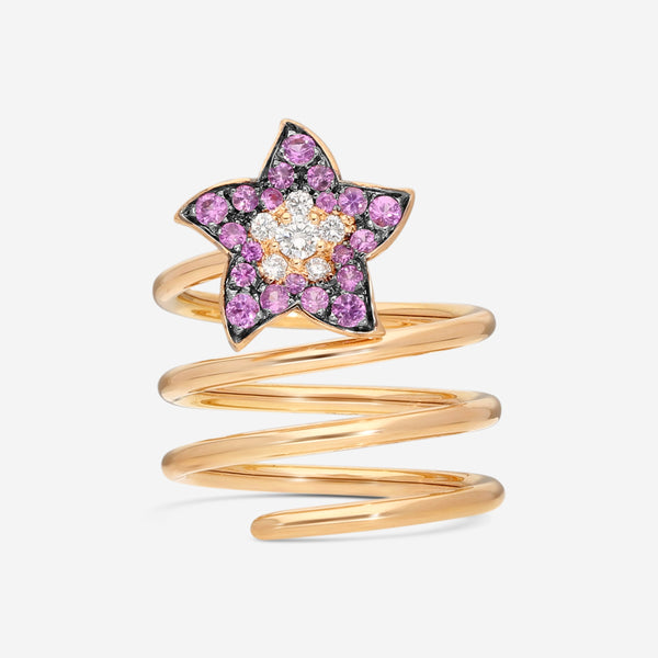 Crivelli 18K Yellow Gold Diamond & Sapphire Rod with Flower Ring Sz. 7 276-12748 - THE SOLIST
