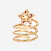 Crivelli 18K Yellow Gold Diamond & Sapphire Rod with Flower Ring Sz. 7 276-12748 - THE SOLIST