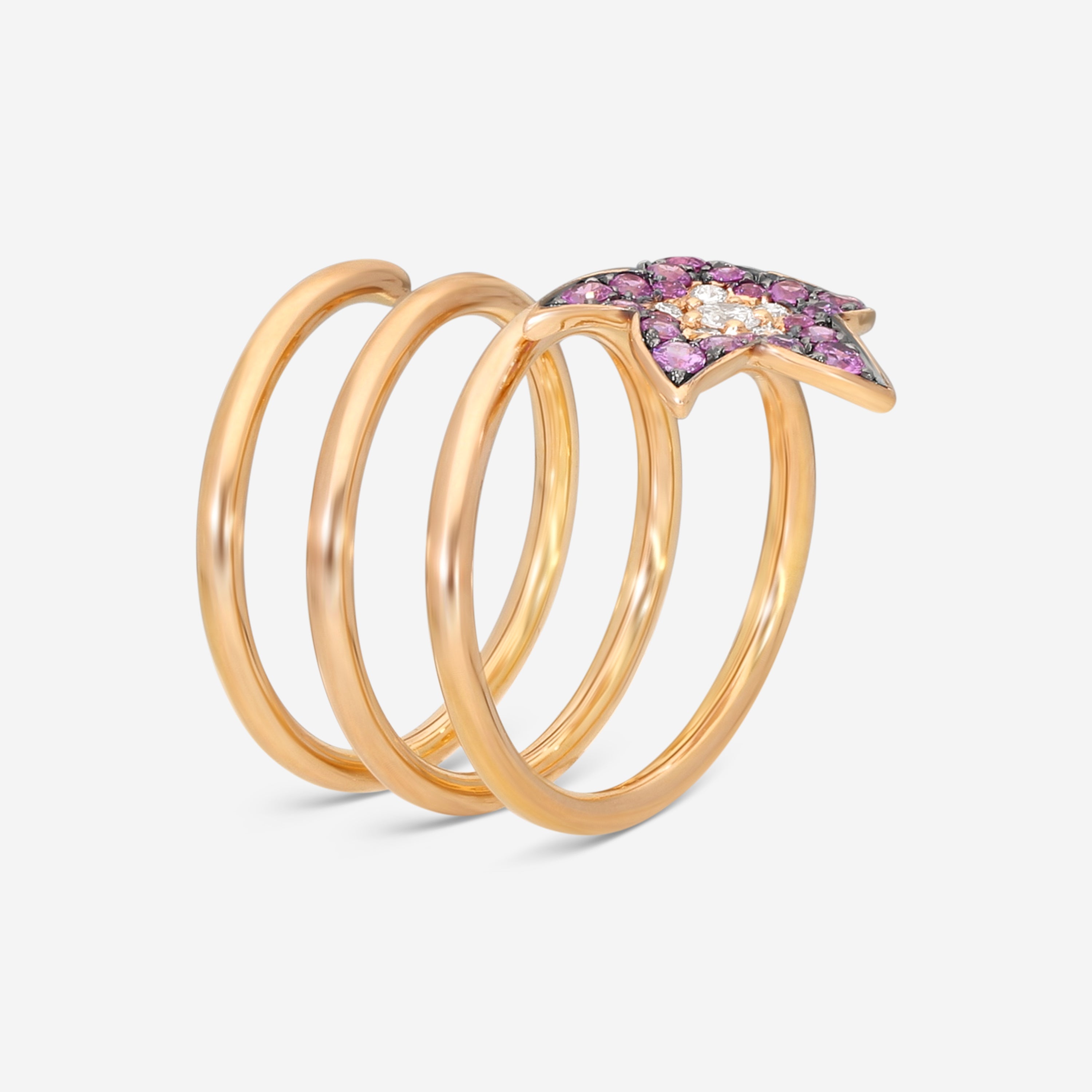 Crivelli 18K Yellow Gold Diamond & Sapphire Rod with Flower Ring Sz. 7 276-12748 - THE SOLIST