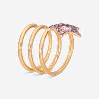 Crivelli 18K Yellow Gold Diamond & Sapphire Rod with Flower Ring Sz. 7 276-12748 - THE SOLIST